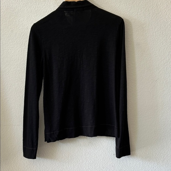 Goldie Lewinter Running Stitch Black Button Down Cotton Shirt size L - Picture 4 of 5